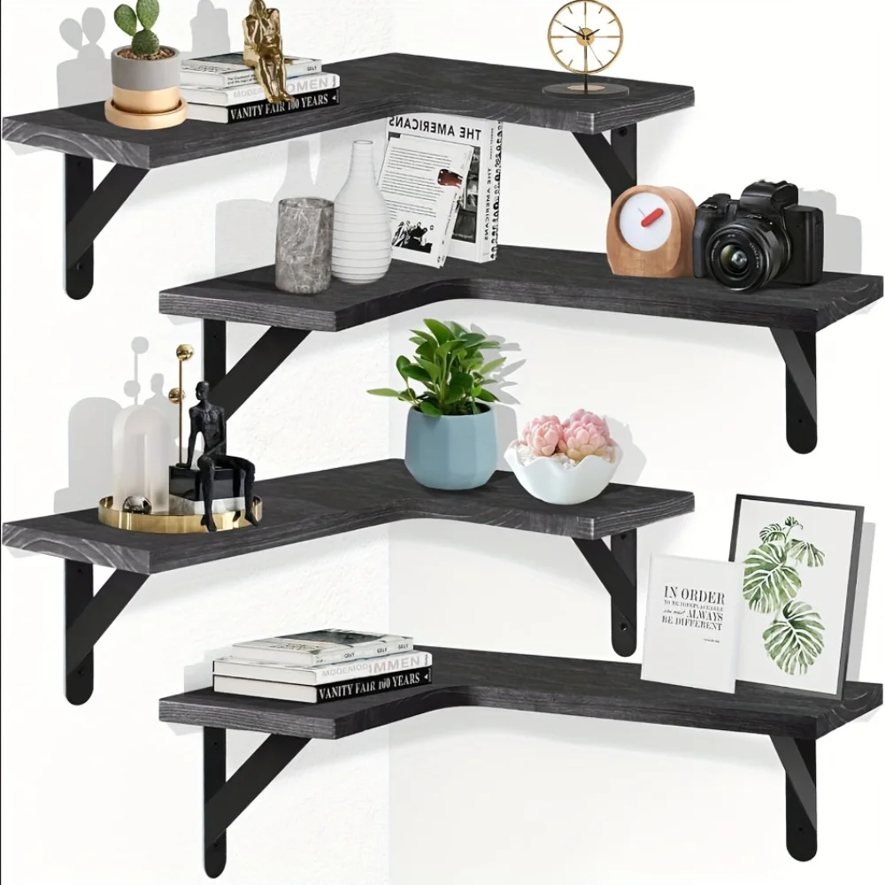 Commercial Kitchen Rack - Étagères flottantes en bois naturel, rangement