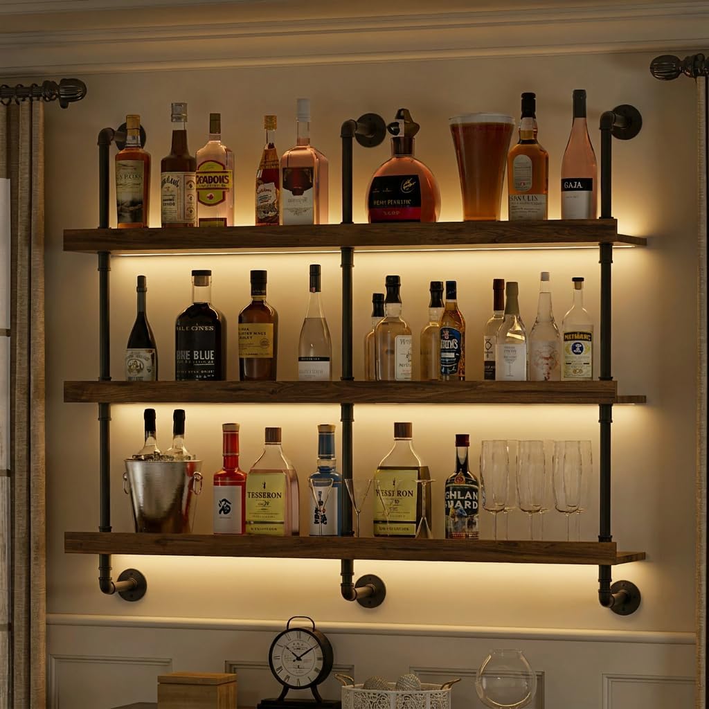 Commercial Kitchen Rack - Étagère à vin murale avec éclairage